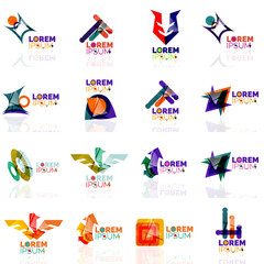 Geometric shapes company logo set, paper origami style