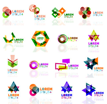 Geometric shapes company logo set, paper origami style
