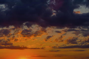 Naklejka na ściany i meble Beautiful sunset with colorful clouds on the sky