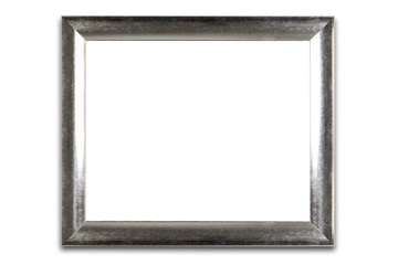 Decorative silver frame isolated on white. Blank interior. - obrazy, fototapety, plakaty