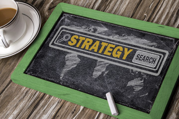 search for strategy concept on chalkboard