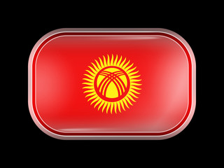 Kyrgyzstan Variant Flag. Rectangular Shape with Rounded Corners