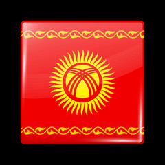 Kyrgyzstan Possible Variant Flag. Glassy Icon Square Shape