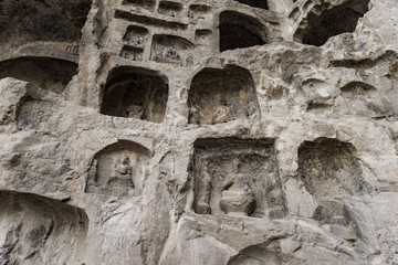 Fototapeta premium Luoyang,China - OCT 23: Longmen grottoes on October 23, 2015.It