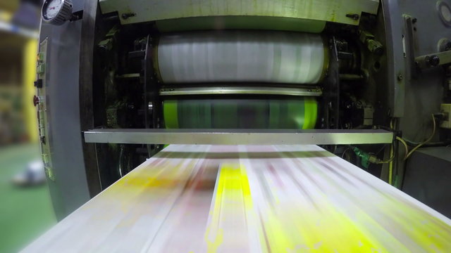 print shop typography machine close-up view, LOOP