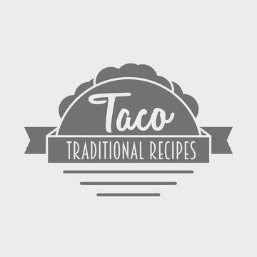 Concept of tacos vector logo design. Mexican restaurant or fast food icon. Can be used to design menu, business cards, posters. Vector illustration.
