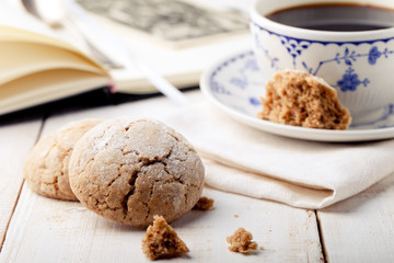 Cup of coffee with cookies. Breakfast . Morning.