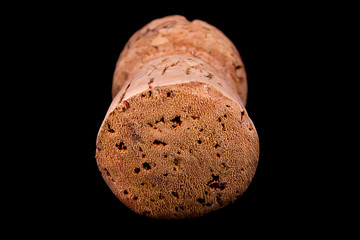 champagne cork on a black background closeup