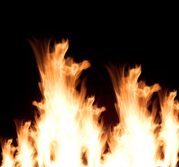 Fire flames collection isolated on black background