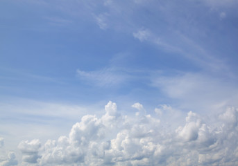 The vast blue sky and clouds sky.