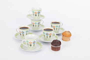 coffee cup set  on white background