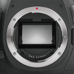 closeup of camera sensor mirror