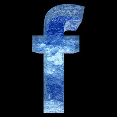 Conceptual 3D blue water or ice font part of set or collection isolated