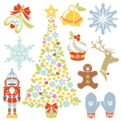 Christmas tree made of icons and design elements
