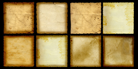 Old vintage paper banners set isolated on black