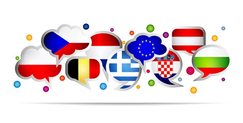 European Union countries bubble speech shapes. Set 3