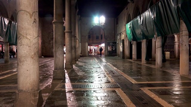 night POV walk at empty market spot 