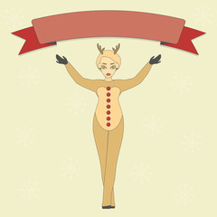 Cute girl in suit of a deer.