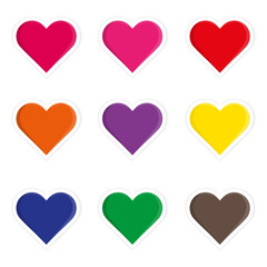 Set of man hearts stickers