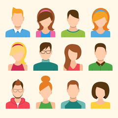 Boys And Girls Icons Set