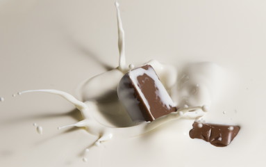 chocolate falls in milk