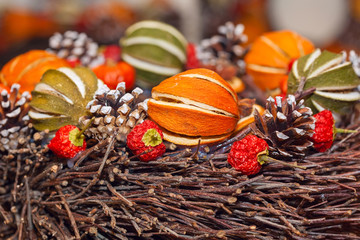 Fototapeta na wymiar Traditional Christmas aromatic dry fruits