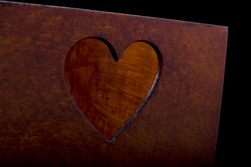 heart carved in a wooden box