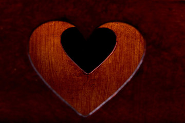 two heart carved in a wooden box