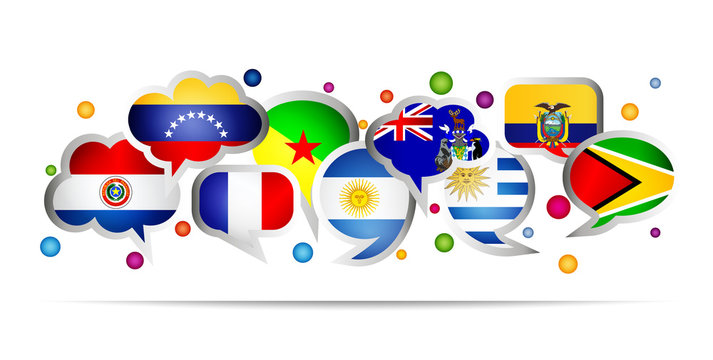 South America  countries bubble speech shapes. Set 2