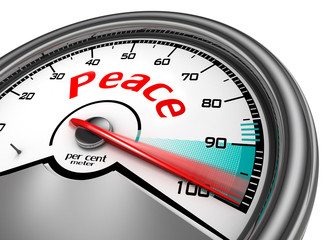 Peace level conceptual meter indicate hundred per cent