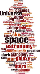 Space word cloud concept. Vector illustration