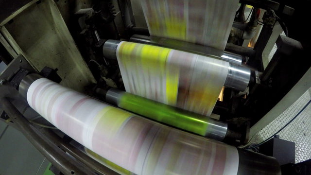 Newspapers print line in a factory