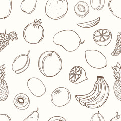 Fruits with name seamless pattern.
