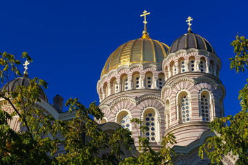 Fototapeta na wymiar Domes Nativity of Christ Cathedral, Riga, Latvia