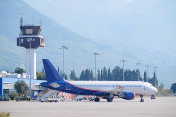 Landscape with the view of Tivat airport, Montenegro