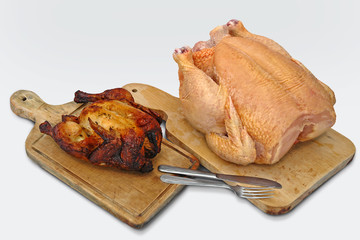 Pollo asado pollo crudo