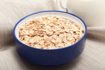 oat cereal in a blue plate
