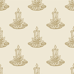 christmas candle flower pattern seamless background