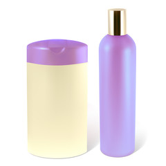 Bottles of shampoo or lotion.  .Illustration contains gradient mesh.