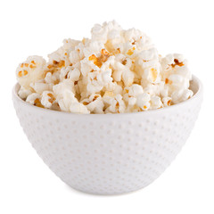Popcorn in a white bowl