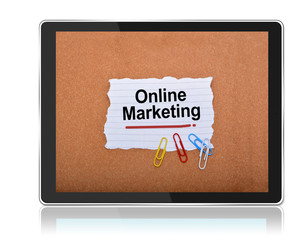 Online Marketing on Notepad in Tablet