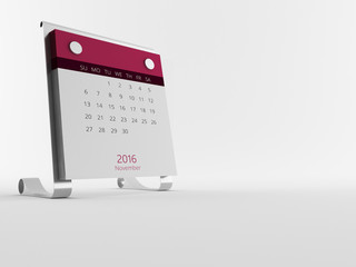a Calendar of the year 2016 in white