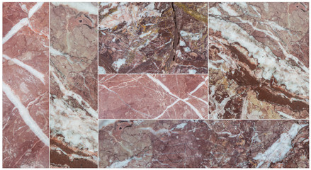 Group of closeup surface marble texture background