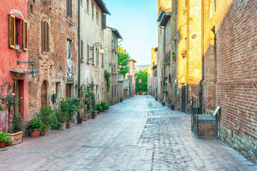 Obraz na płótnie Canvas Medieval street view in Certaldo, Italy.