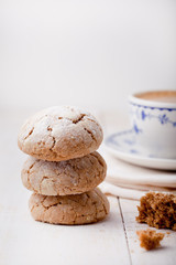 Cup of coffee with cookies. Breakfast . Morning.