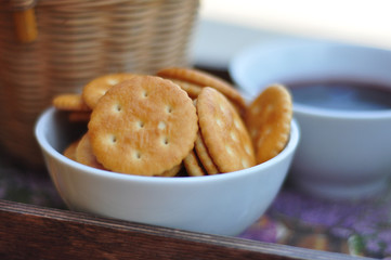cracker biscuits in the garden
