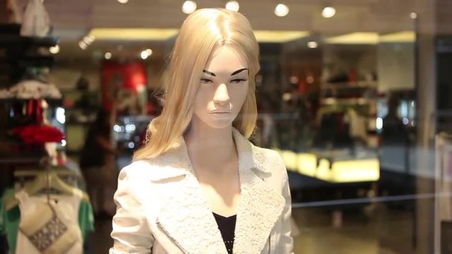 Female dummy at store display