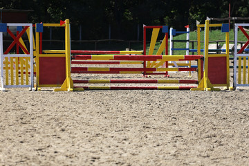 Fototapeta na wymiar Equitation obstacles bars for horse jumping event