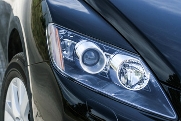 Closeup headlights of car