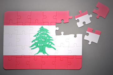 puzzle with the national flag of lebanon